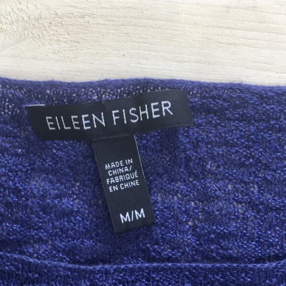 Eileen Fisher 100% organic linen light weight knit rolled hem 3/4 sleeve sweater - Picture 3 of 7